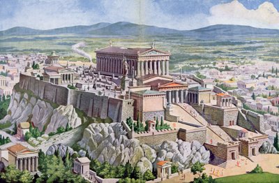 The Acropolis in Athens in Ancient Greece, 1914 by G. Rehlender
